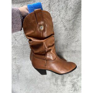 Vtg 80s Dingo Slouch Western Boots Women’s 7 M Brown Soft Leather Cowboy Rodeo